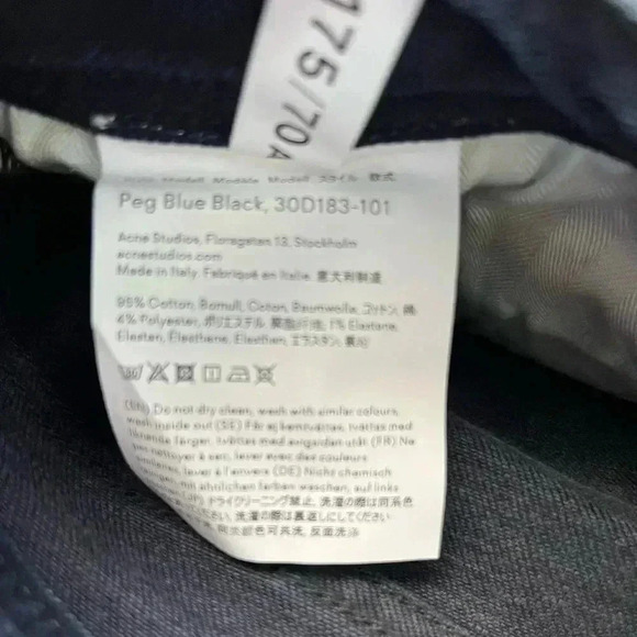 NWT Acne Studios Peg Jeans Blue Black - Picture 8 of 11